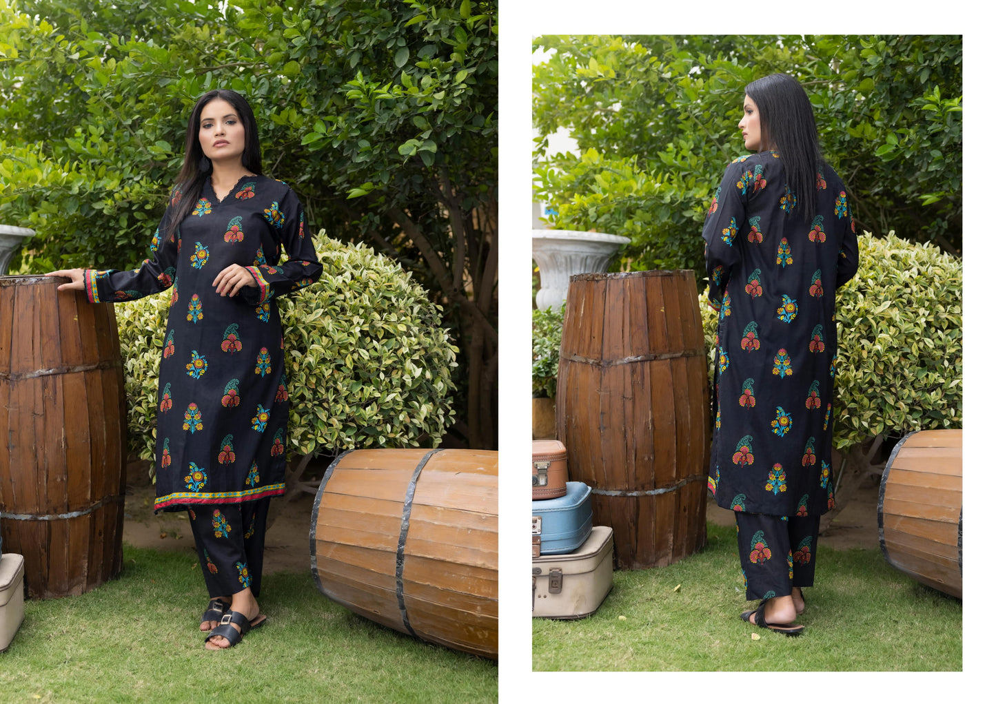 Unstitched TRENDY PRINTED LAWN 2-Peice Suit (UMP210)