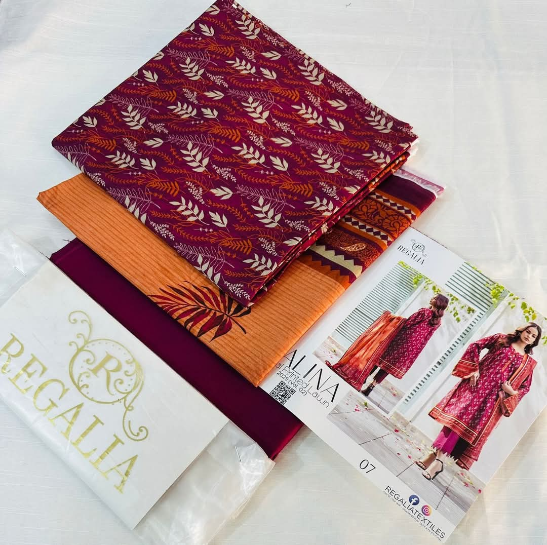 Unstitched SHALA LAWN 3Pcs Suit - (USL103)